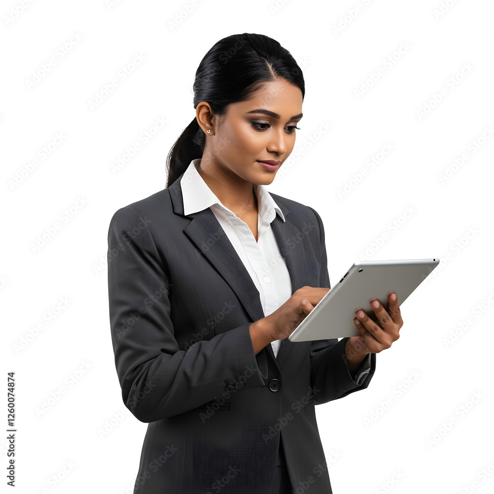 Businesswoman in a Gray Suit Isolated on Transparent Background. PNG Businesswoman in a Gray Suit Isolated on Transparent Background. PNG
