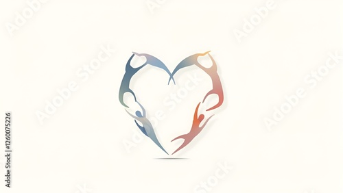 Wallpaper Mural Modern Vector Illustration of Abstract Human Figures Forming a Heart Symbolizing Diversity, Inclusion, and Equality – Left Blank Space for Text – Ideal for Awareness Campaigns, Corporate Branding, Mar Torontodigital.ca