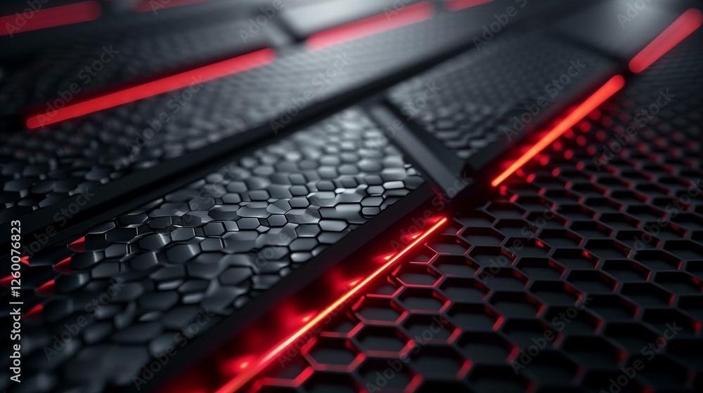 Fototapeta premium Abstract Red and Black Hexagon Pattern Technology Background