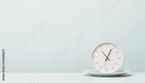 Wallpaper Mural Empty plate with clock in the center, symbolizing fasting and time Torontodigital.ca