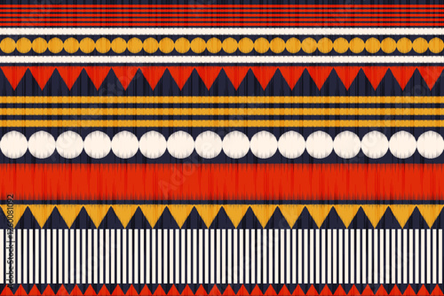 Ethnic ikat seamless pattern.beautiful pattern. floral embroidery, bohemian style, abstract flower art print. ethnic ikat abstract art. seamless fabric. ikat design for fabric, wallpaper, clothing.	