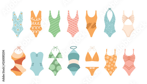 swimsuit. swimming clothes. summer. vacation by the sea. vector. beautiful women's swimwear. clothes. clothes for a beautiful girl. a bikini. Burkini.