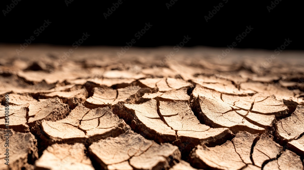 Fototapeta premium Extreme Drought Close Up of Cracked Soil in Arid Landscape Nature Photography Abstract Viewpoint Environmental Concern