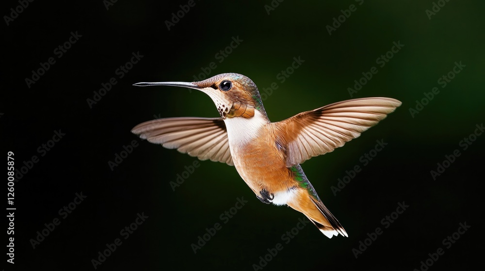 Fototapeta premium Vibrant hummingbird in mid-flight showcasing iridescent feathers