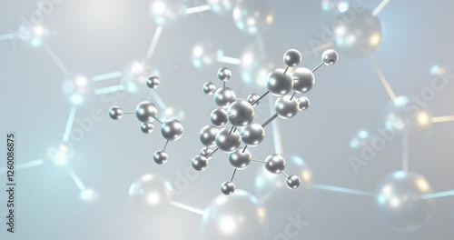 Pseudoephedrine rotating 3d molecule, molecular structure of sympathomimetic medication, seamless video photo