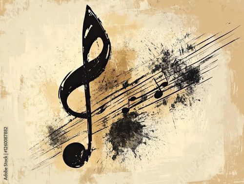 Grunge music notes background; design element