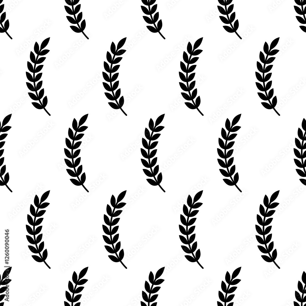 Seamless background of spikelet silhouettes. Vector pattern with spikelets of wheat on white background. Seamless background of spikelet silhouettes. Vector pattern with spikelets of wheat on white background.