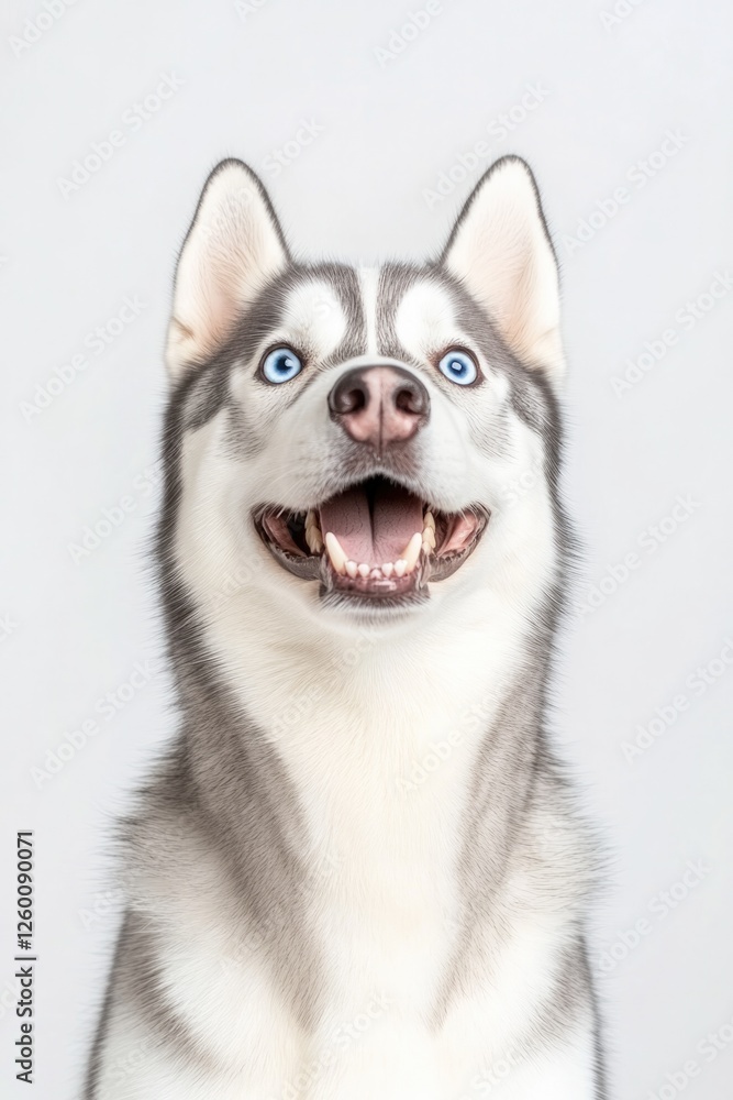 Fototapeta premium Cheerful husky with striking blue eyes and playful expression ag