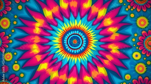 Vibrant Psychedelic Floral Mandala Art
