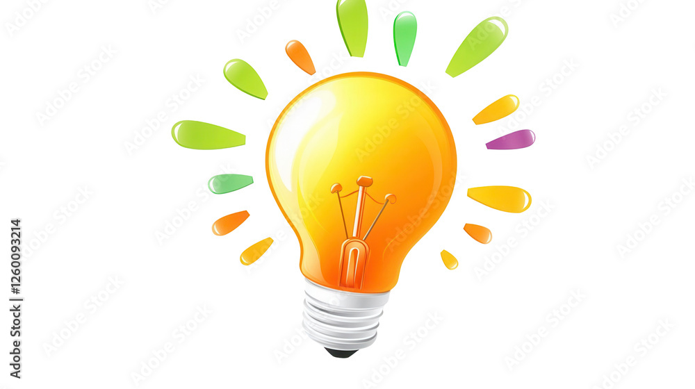 Fototapeta premium Creative light bulb design studio graphic element bright colors close-up transparent background