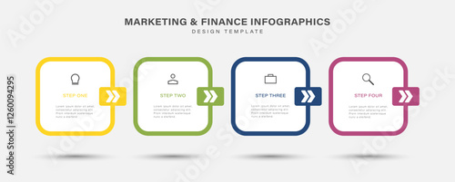 Vector Infographic design template with icons and 4 steps. Infographic Element Design