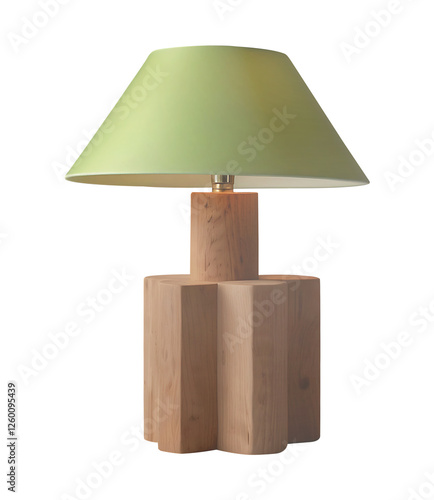 Stylish Wooden Table Lamp with Soft Green Shade – Perfect for Home & Office Decor