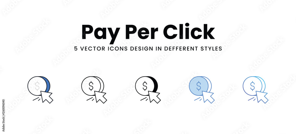 Pay Per Click vector icons set stock illustration Pay Per Click vector icons set stock illustration