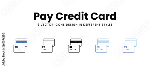 Pay Credit Card vector icons set stock illustration
