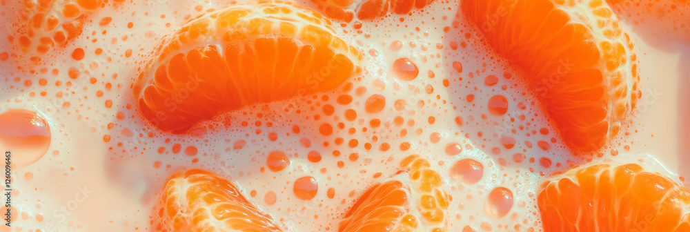 Light orange milk with tangerine segments showcases vibrant colors and textures Light orange milk with tangerine segments showcases vibrant colors and textures