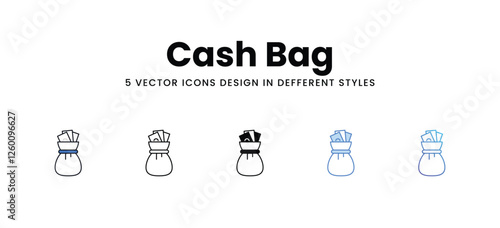 Cash Bag vector icons set stock illustration