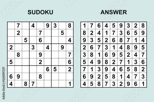vector sudoku with answer 486, puzzle game with numbers