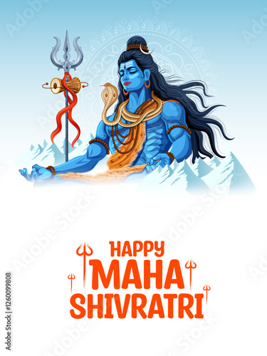 Lord Shiva, Indian God of Hindu for Maha Shivratri festival of India
