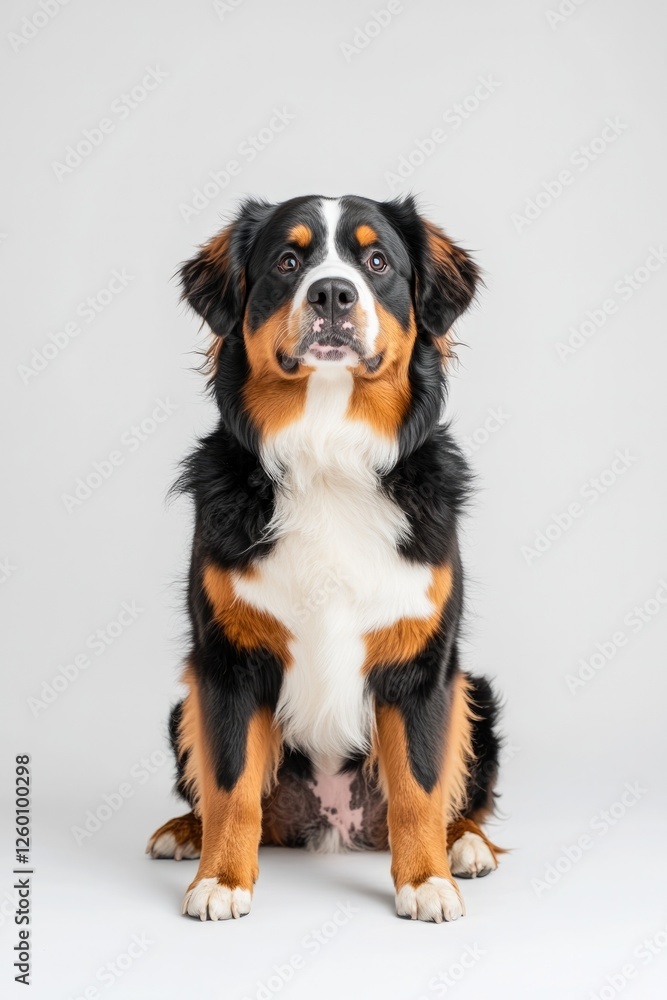Fluffy dog with striking coat features joyful expression, sittin Fluffy dog with striking coat features joyful expression, sittin