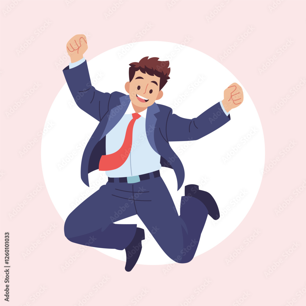 Flat Vector Office Worker Jumping Illustration Flat Vector Office Worker Jumping Illustration
