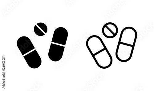 Pills icon logo design. capsule icon. Drug sign and symbol