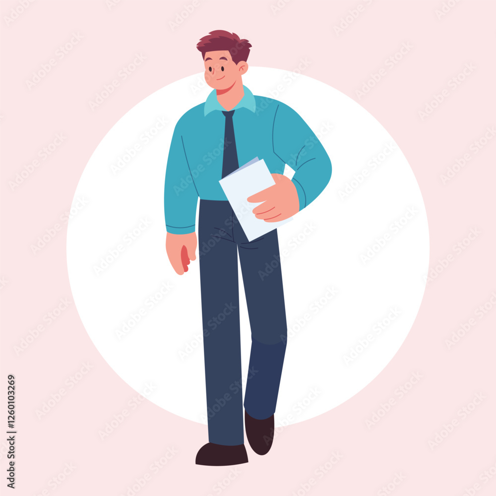 Flat Vector Office Worker Talking Illustration Flat Vector Office Worker Talking Illustration
