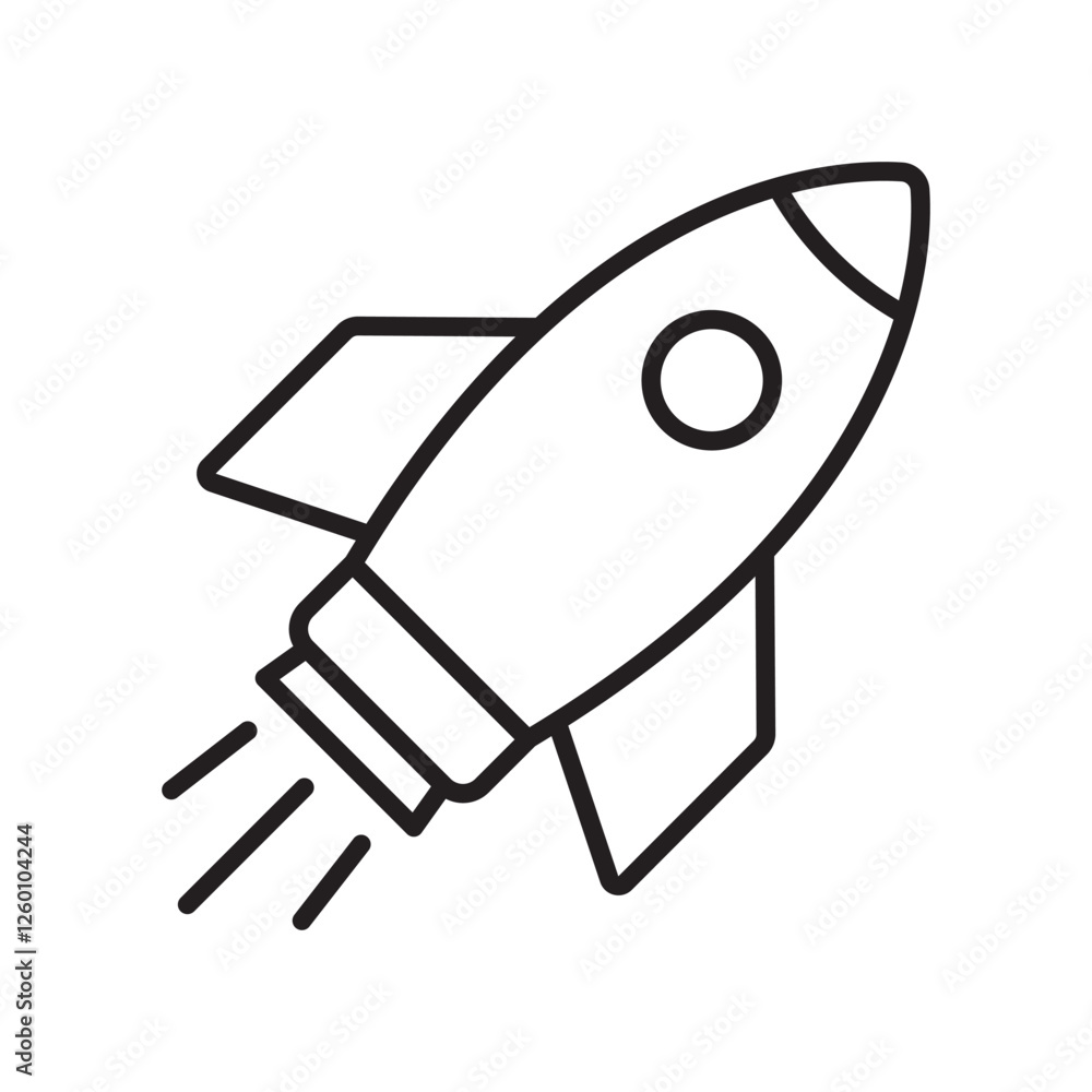 Rocket line icon. Cartoon flying rocket line icon. Rocket line icon. Cartoon flying rocket line icon.