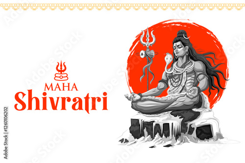 Lord Shiva, Indian God of Hindu for Maha Shivratri festival of India
