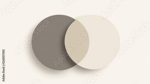 Abstract image of two overlapping circles in shades of beige and brown on a white background.