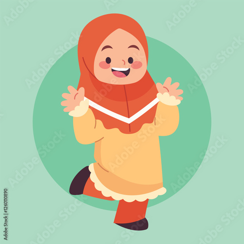 Flat Vector Cute Moslem Character Illustration