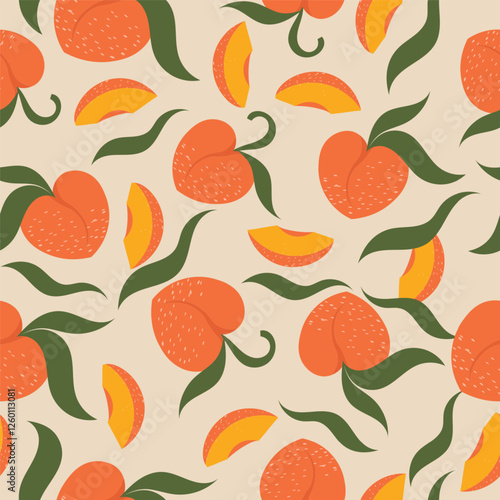 peach fruit seamless pattern