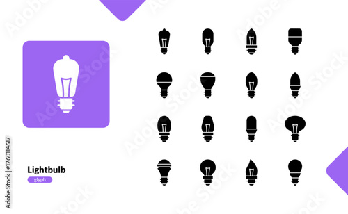 lightbulb electric lamp fluorescent illuminated idea creative thinking solid glyph icon