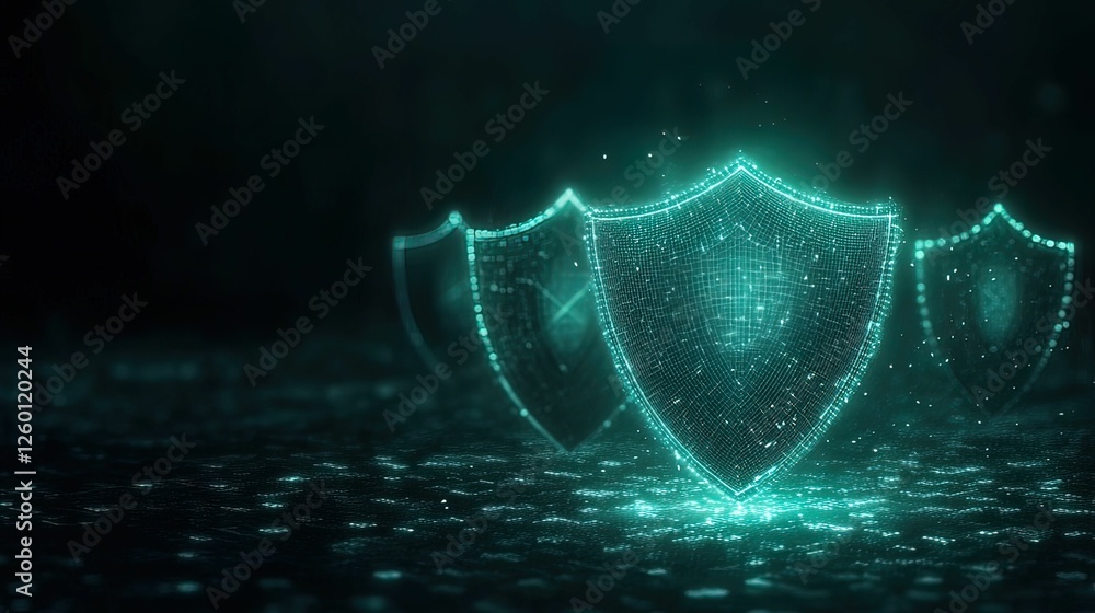 Naklejka premium Digital transaction security visualized cybersecurity landscape graphic futuristic environment abstract viewpoint safe commerce concept