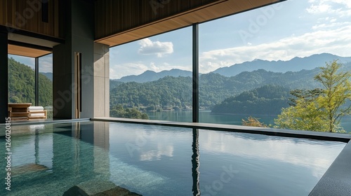 Serene Mountain Lake View Infinity Pool