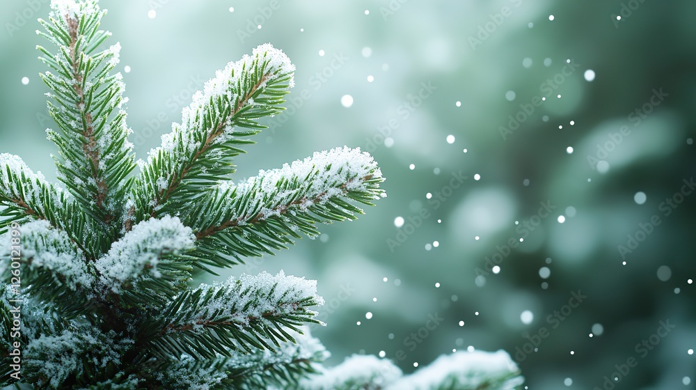 fir tree branch with snow and bokeh winter background fir tree branch with snow and bokeh winter background