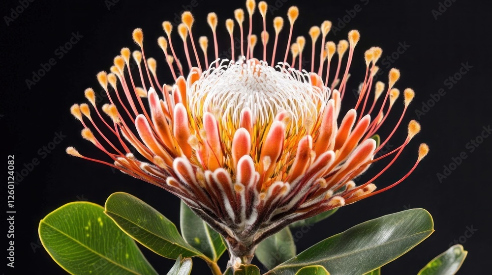 Φωτογραφία Stunning Close-Up of a King Protea Flower Against a Black Background