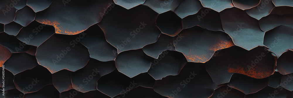 Fototapeta premium Exploration of dark brown cone wafer texture featuring irregular hexagonal grids and varied lines