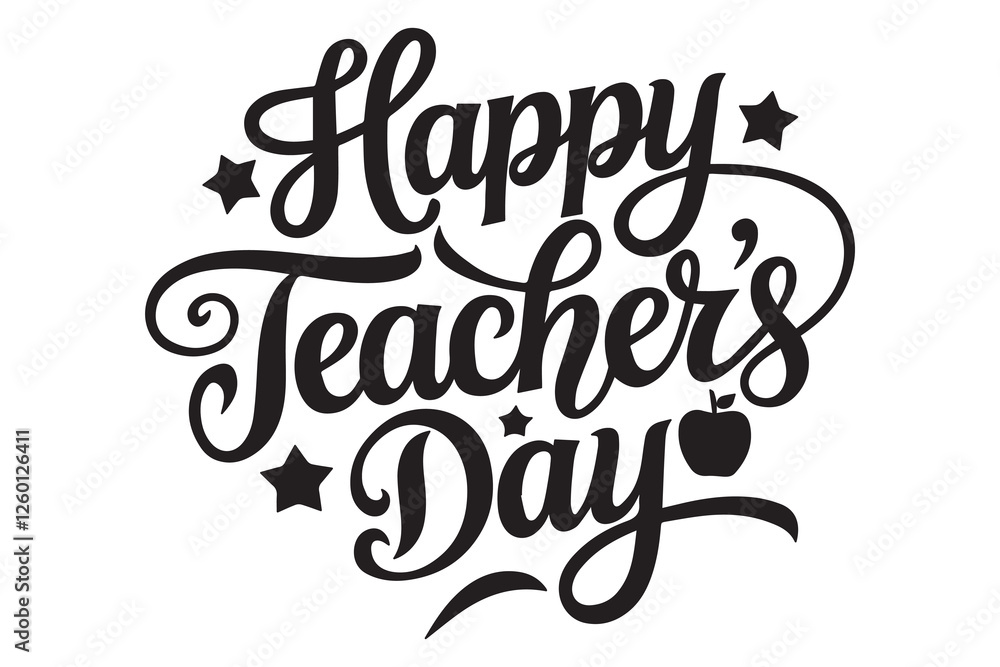 Obraz premium Happy teacher's day calligraphy silhouette