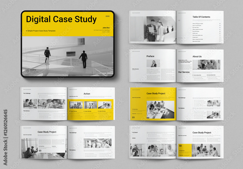 Digital Case Study Booklet Template Landscape Stock Template | Adobe Stock