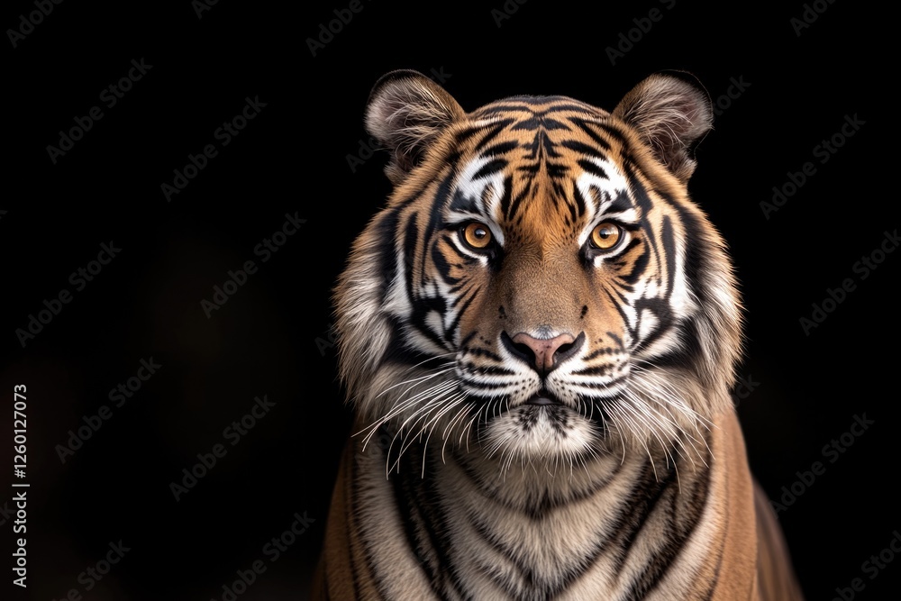 Fototapeta premium Majestic tiger portrait showcasing fierce expression and detaile