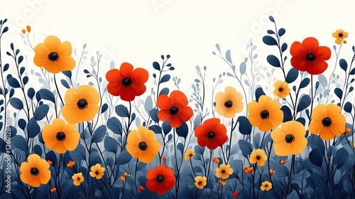 geometric floral pattern in abstract form natural organic flower plant forms a notion of eco agriculture vector minimal illustratio