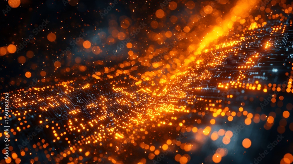 Obraz premium Abstract fire city digital art background, graphic design element