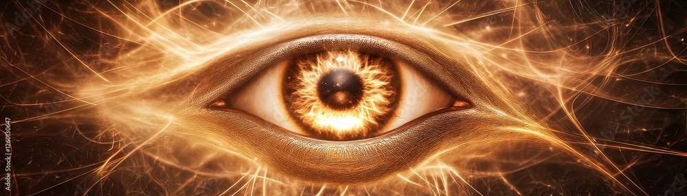 Fototapeta premium Eagle eye in cosmic mandala pattern surreal vision digital vibrant environment close-up intricate design