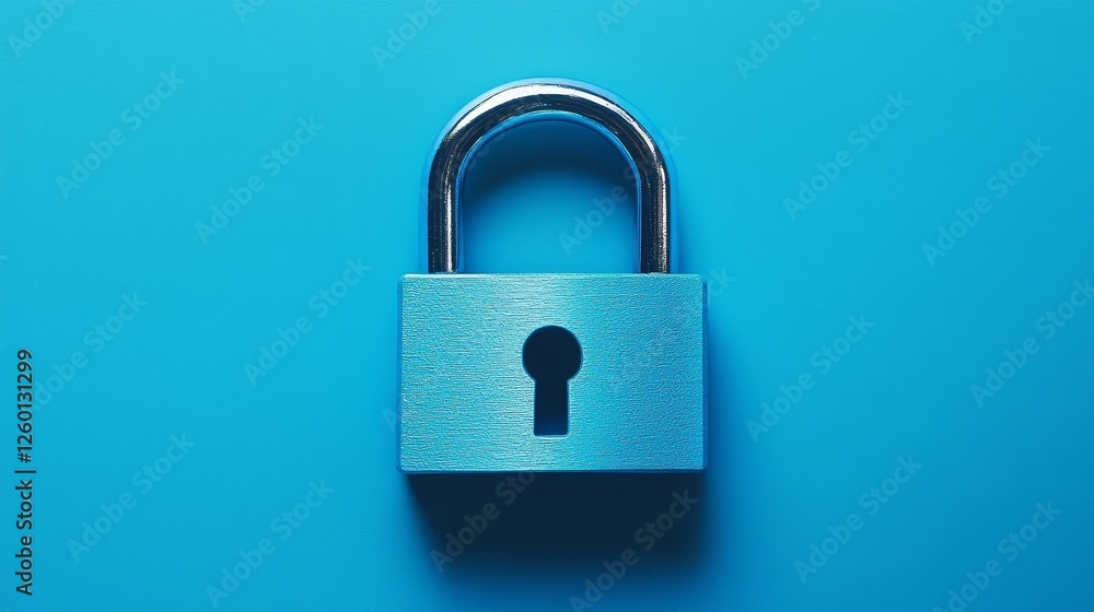 Blue Padlock on Blue Background, Security ,Privacy Blue Padlock on Blue Background, Security ,Privacy