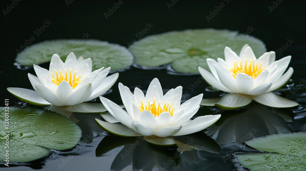 beautiful three white water lily's beautiful three white water lily's