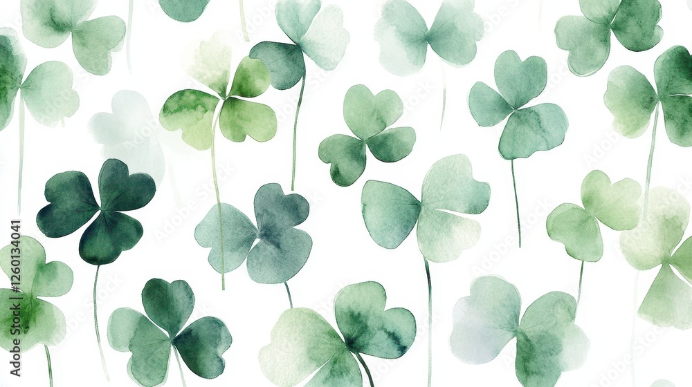 Watercolor clover isolated on white background, Lucky clover leaves with four leaf,Clover flowers background,Patricks day watercolor clipart,Spring flower pattern,St. Patrick s day seamless pattern. Watercolor clover isolated on white background, Lucky clover leaves with four leaf,Clover flowers background,Patricks day watercolor clipart,Spring flower pattern,St. Patrick s day seamless pattern.