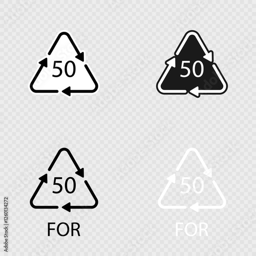 Bio material recycling code 50 FOR set. Vector Illustration
