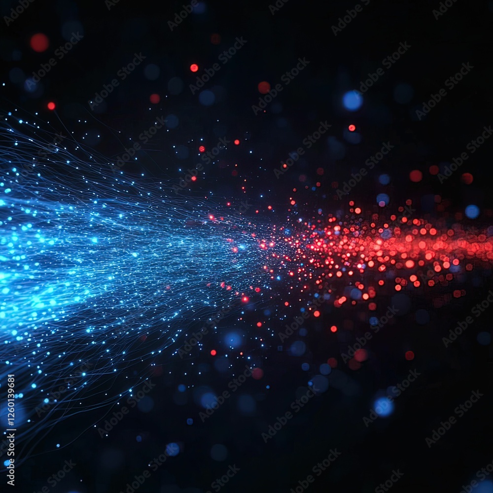 Fototapeta premium Visualizing data protection through a glowing blue firewall in a compressed scale environment