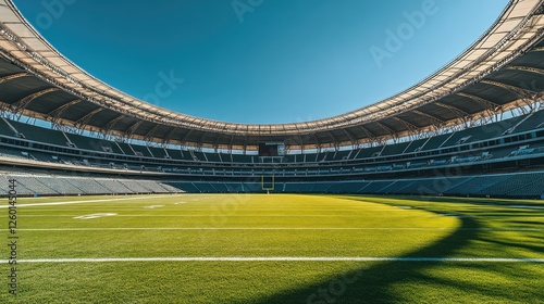 Wallpaper Mural A view of a large football stadium from the center of the field, with empty seating and room for promotional content. Torontodigital.ca