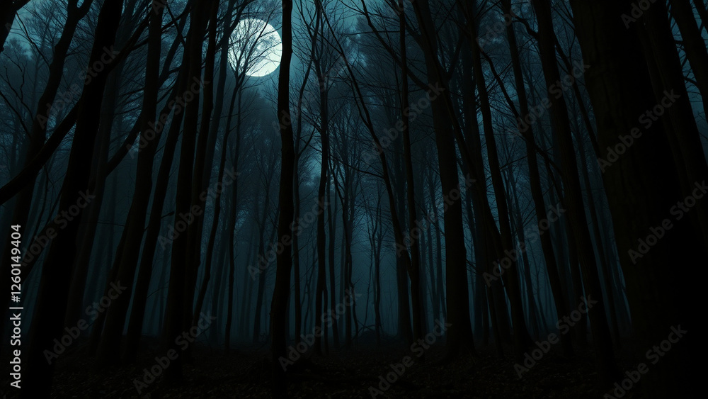 Obraz premium Eerie Moonlit Forest